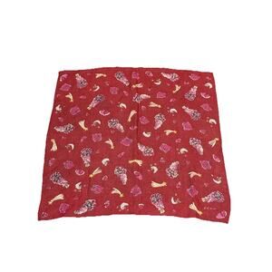 Echo Silk Scarf Square Cherry Red Hearts Floral Bouquet Novelty Print 21”